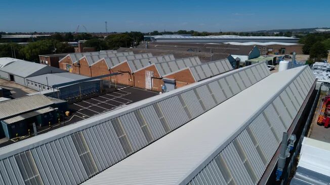 Photo of a manufacturing plant roof, project by TSL.